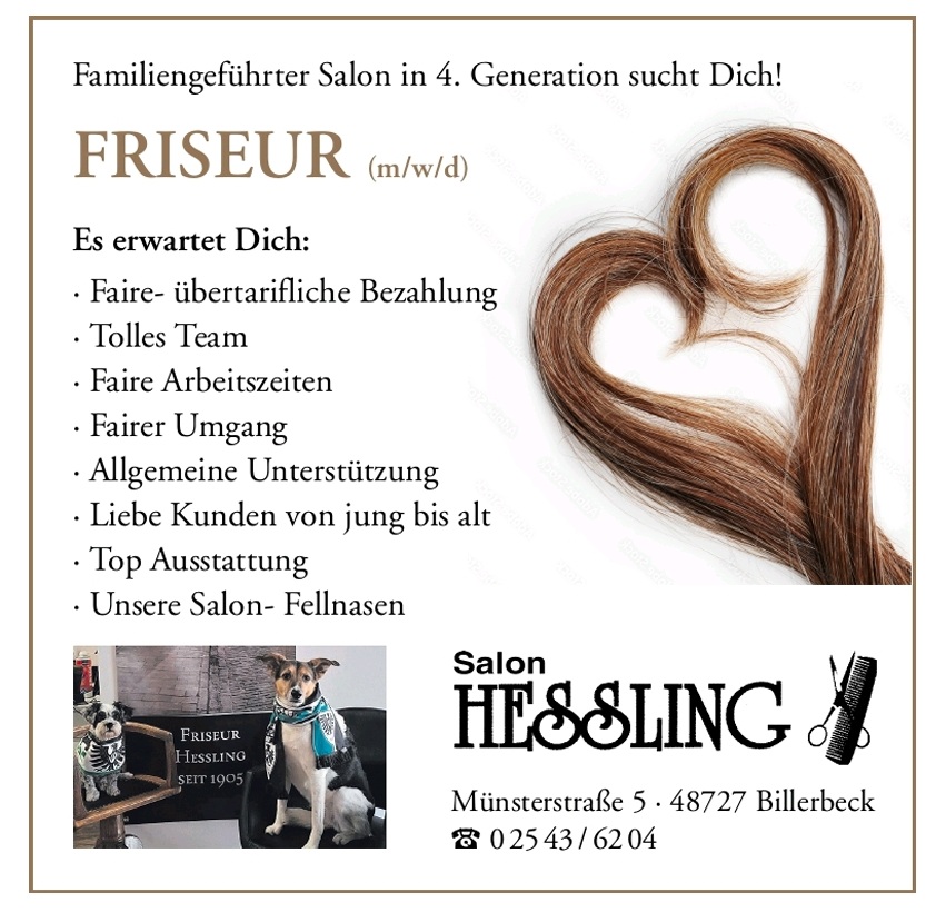 Stellenanzeige Friseur Hessling: Wir suchen Dich!